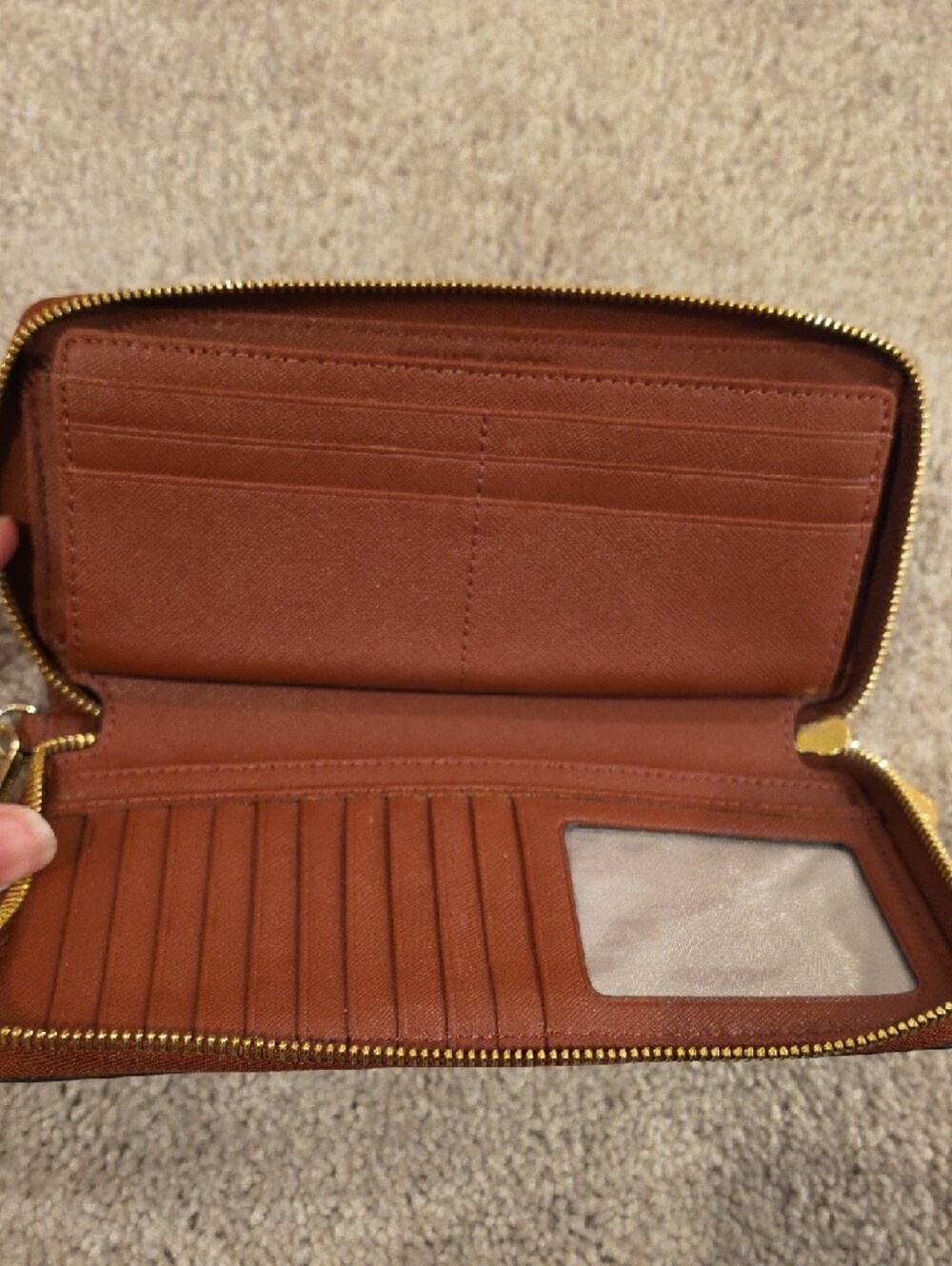Michael Kors Brick Red Leather Wristlet Wallet with Gold Hardware - Picture 4 of 7